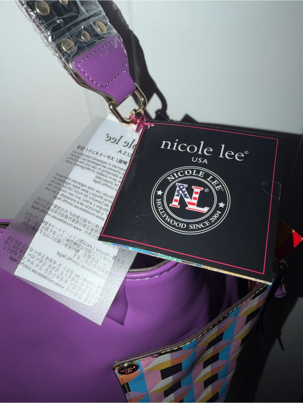 Nicole Lee Purple Shoulder Bag with Colorblock Accent